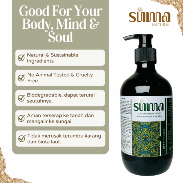 Suma Natural Multipurpose Soap - Sabun Alami & Multifungsi | Sabun Jerawat Punggung, Eczema, Eksim, Psoriasis & Sensitif, No SLS/SLES, No Detergent, No Paraben, No Triclosan, No Synthetic, No Foaming Agents. Body Wash Tubuh Gatal Mandi Berminyak Berjerawat - Image 2
