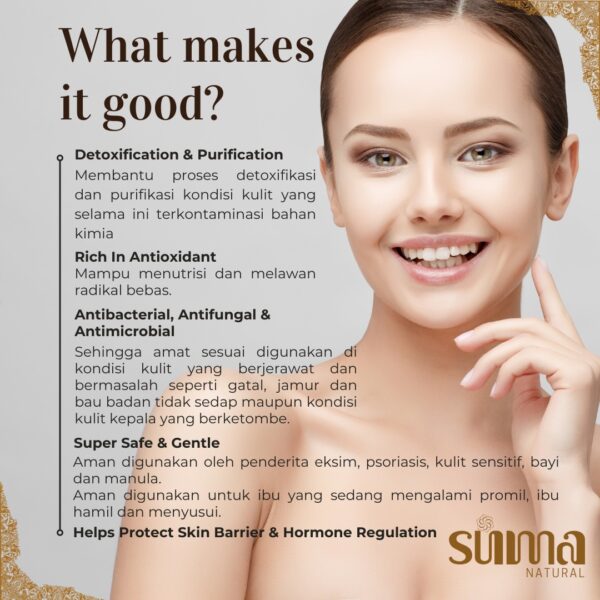 Suma Natural Multipurpose Soap - Sabun Alami & Multifungsi | Sabun Jerawat Punggung, Eczema, Eksim, Psoriasis & Sensitif, No SLS/SLES, No Detergent, No Paraben, No Triclosan, No Synthetic, No Foaming Agents. Body Wash Tubuh Gatal Mandi Berminyak Berjerawat - Image 4