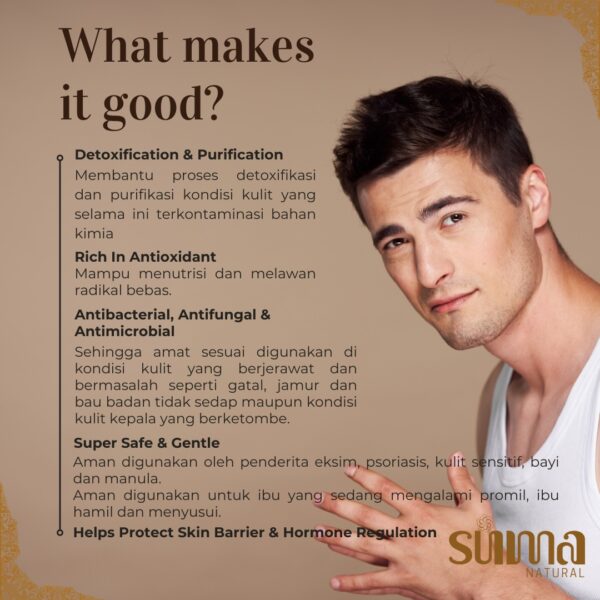 Suma Natural Multipurpose Soap - Sabun Alami & Multifungsi | Sabun Jerawat Punggung, Eczema, Eksim, Psoriasis & Sensitif, No SLS/SLES, No Detergent, No Paraben, No Triclosan, No Synthetic, No Foaming Agents. Body Wash Tubuh Gatal Mandi Berminyak Berjerawat - Image 5