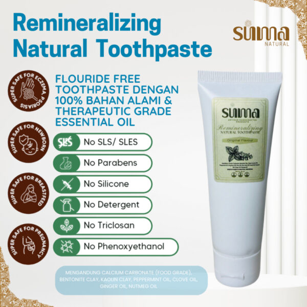 Suma Natural Remineralizing Toothpaste | Pasta Gigi Alami, Gigi Ngilu & Bau Mulut | Flouride Free