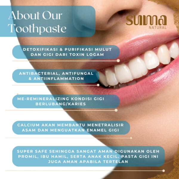 Suma Natural Remineralizing Toothpaste | Pasta Gigi Alami, Gigi Ngilu & Bau Mulut | Flouride Free - Image 3